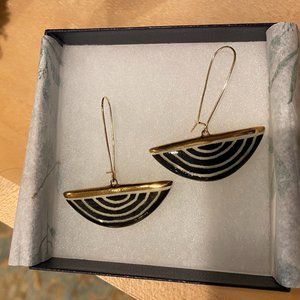 Black and white pottery earrings